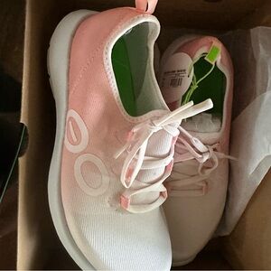 OOFOS Pink and White Athletic Shoes